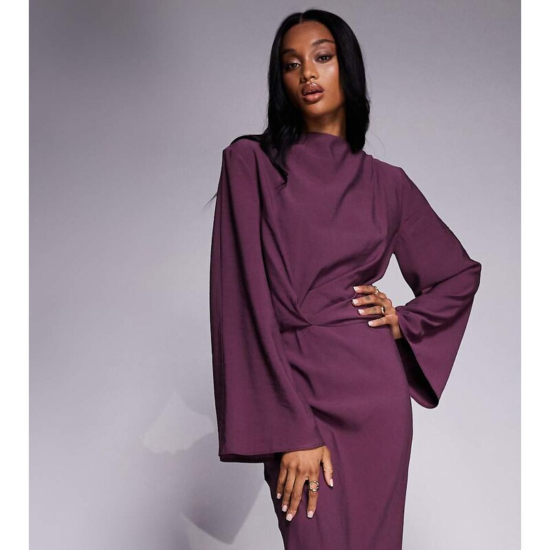 ASOS Tall ASOS DESIGN Tall long sleeve tucked waist bias maxi dress in 108917714