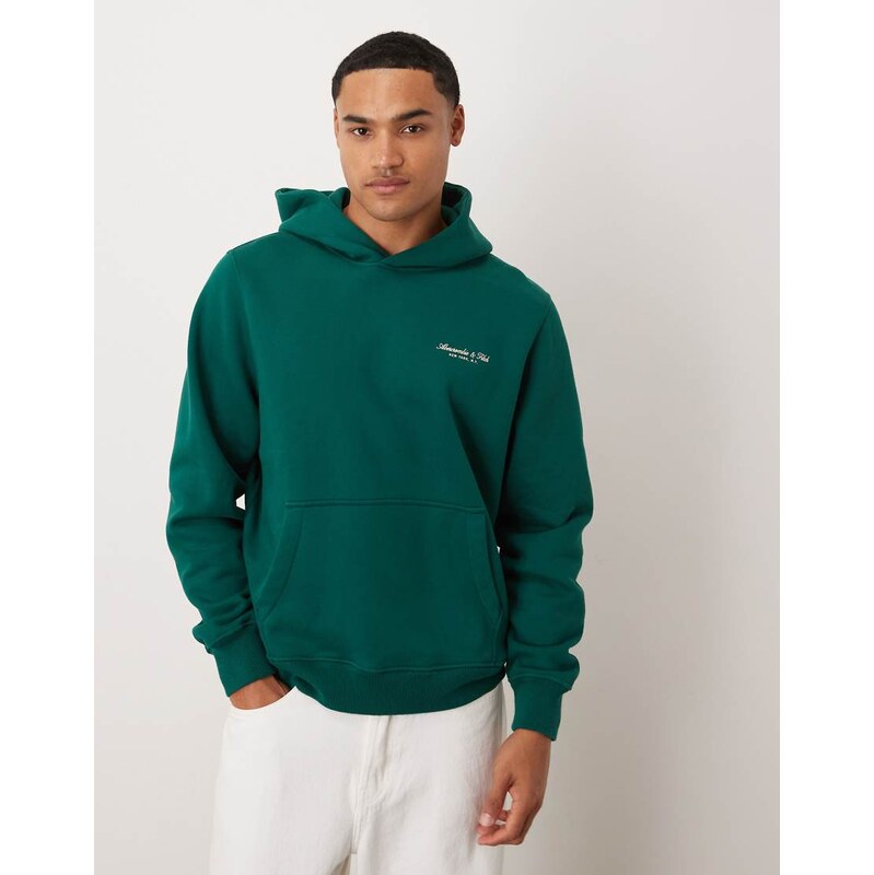 Abercrombie & Fitch premium chest logo front pocket hoodie in
