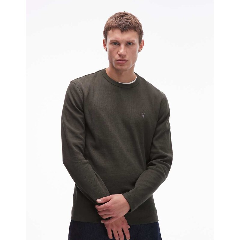 Allsaints Ellis long sleeve crew neck in khaki - KHAKI-Green