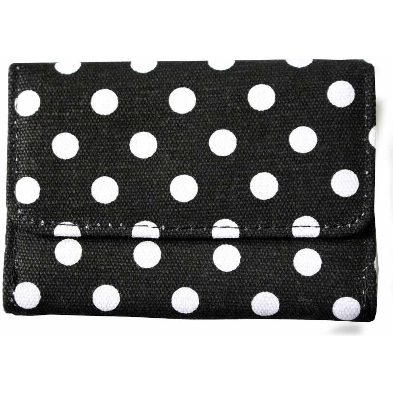 Mendosína Textilní dívčí peněženka černo-bílá puntíkovaná