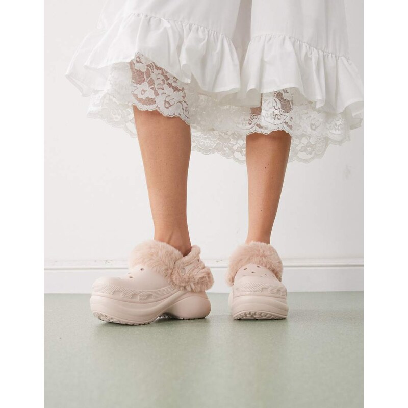 Crocs bae fur lined clog in quartz-Pink 109125857