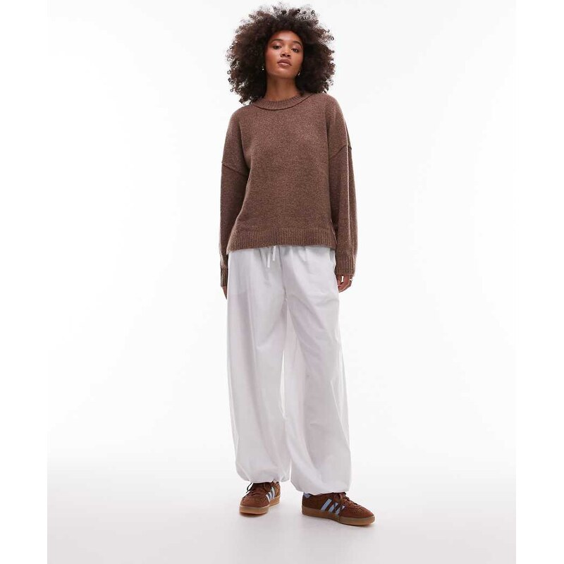 COLLUSION crew neck jumper in brown marl - BROWN