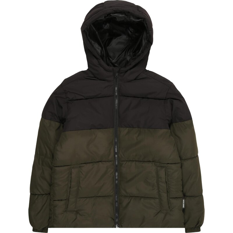Jack & Jones Junior Zimní bunda JJMaze tmavě zelená / černá