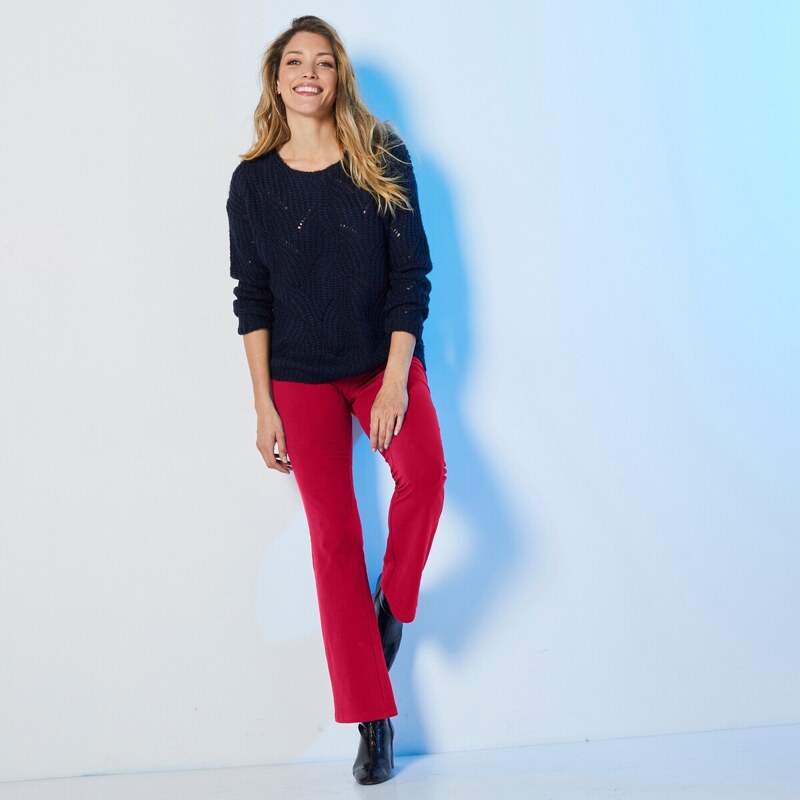 Blancheporte Bootcut legíny s pružným pasem švestková