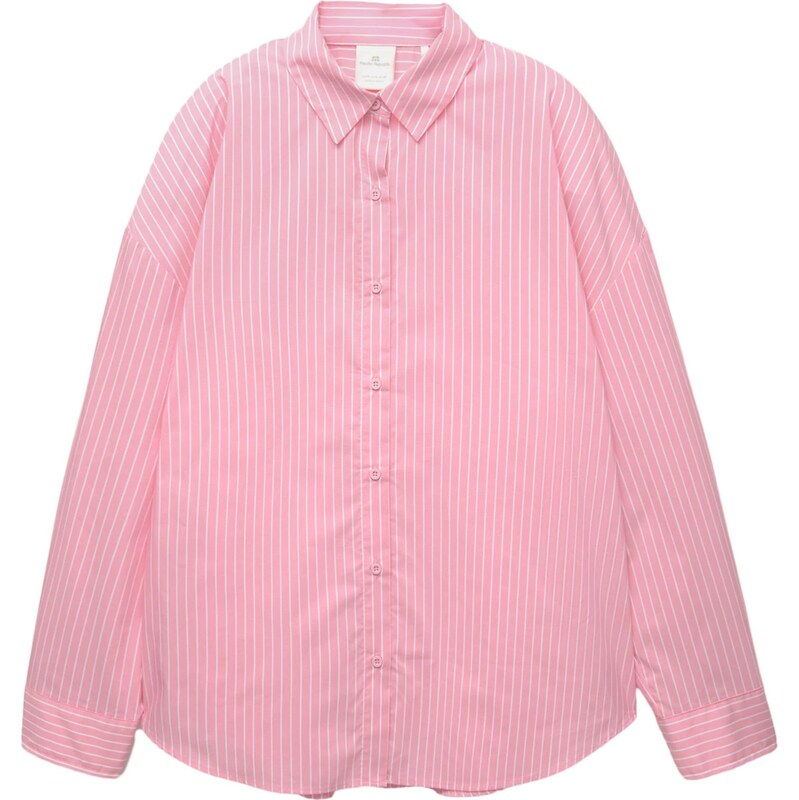 Pull&Bear Halenka světle růžová / bílá