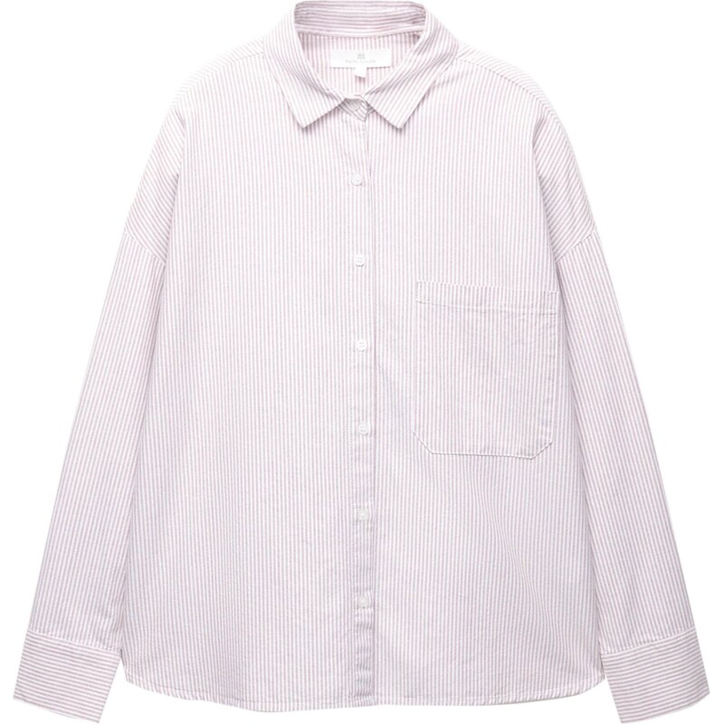 Pull&Bear Halenka PACIFIC bledě fialová / bílá