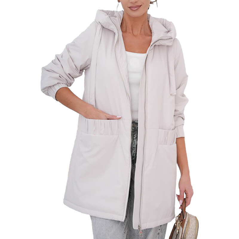 Womens spring oversize coat with hood and pockets Emilia 108926900