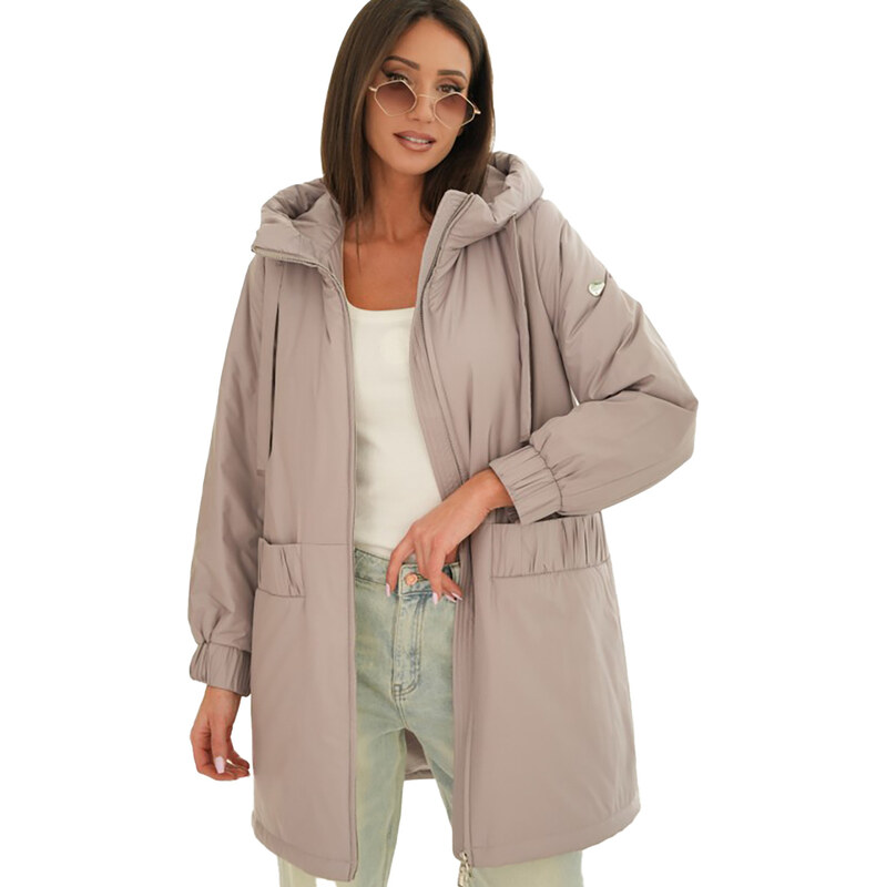 Womens spring oversize coat with hood and pockets Emilia 108926929