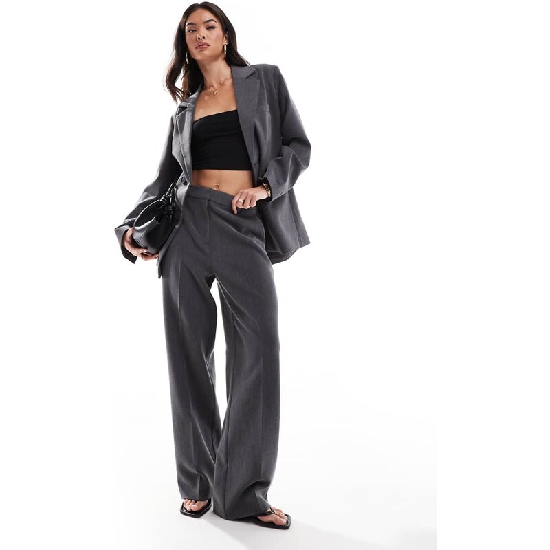 YAS wide leg tailored trouser co-ord in dark grey melange 114719406