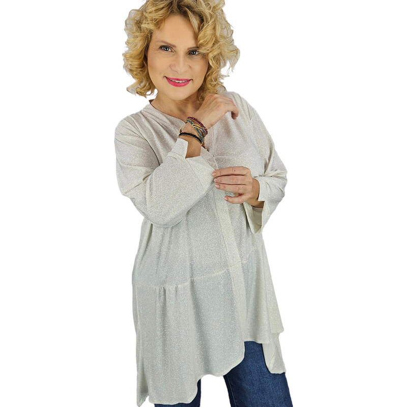 Pri Elegant oversize Brocade tunic shirt with longer back NEVADA