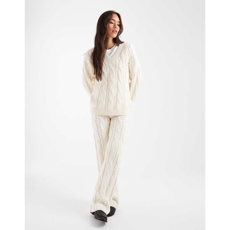 4th & Reckless cotton rich cable knit wide leg trousers co-ord