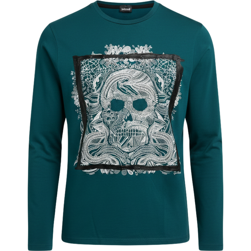 JUST CAVALLI Skull Green tričko