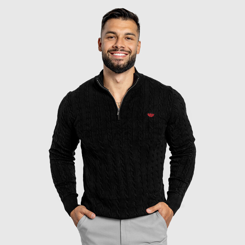 Pánský svetr Iron Aesthetics Cable Knit, černý