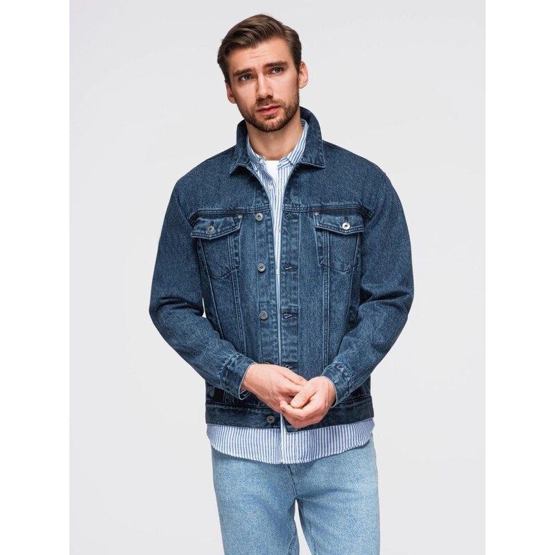 Ombre Clothing Pánská modrá džínová bunda V4 JADJ-0219