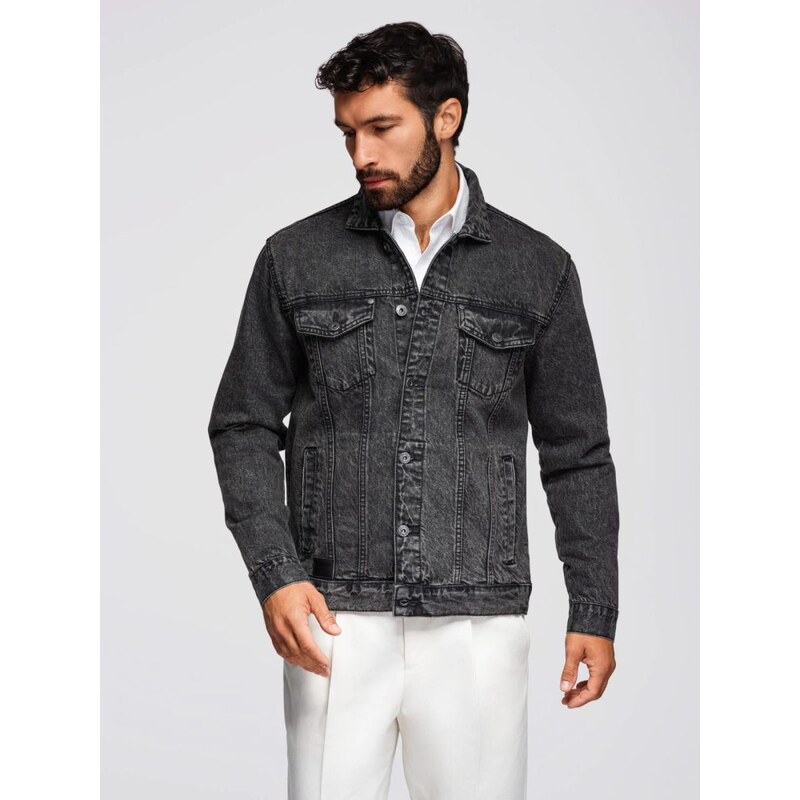 Ombre Clothing Pánská černá džínová bunda V3 JADJ-0219