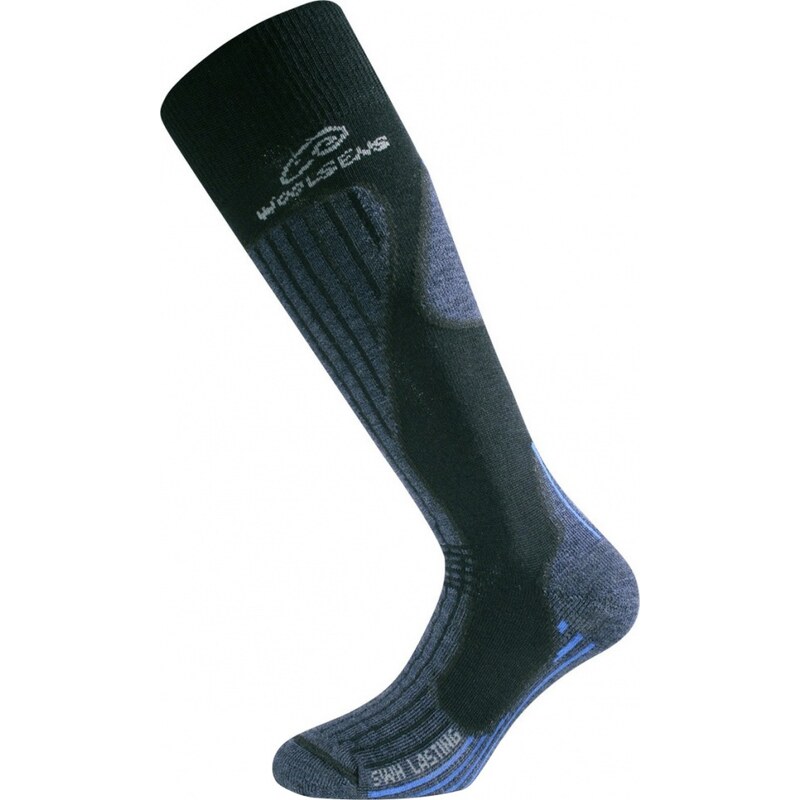 Ponožky lyžařské Lasting merino SWH Velikost: L modrá/černá 108935678