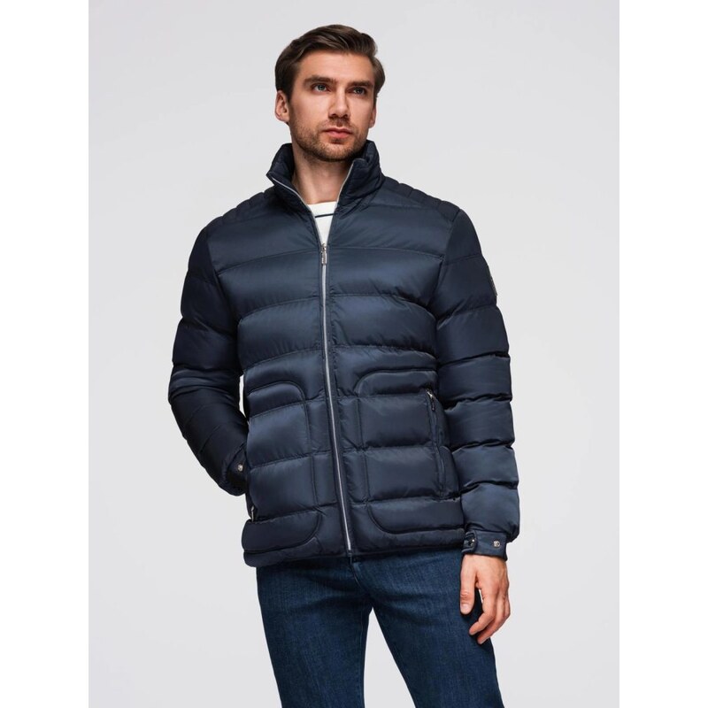 Ombre Clothing Atraktivní tmavě modrá bunda bomber V2 JALP-0218