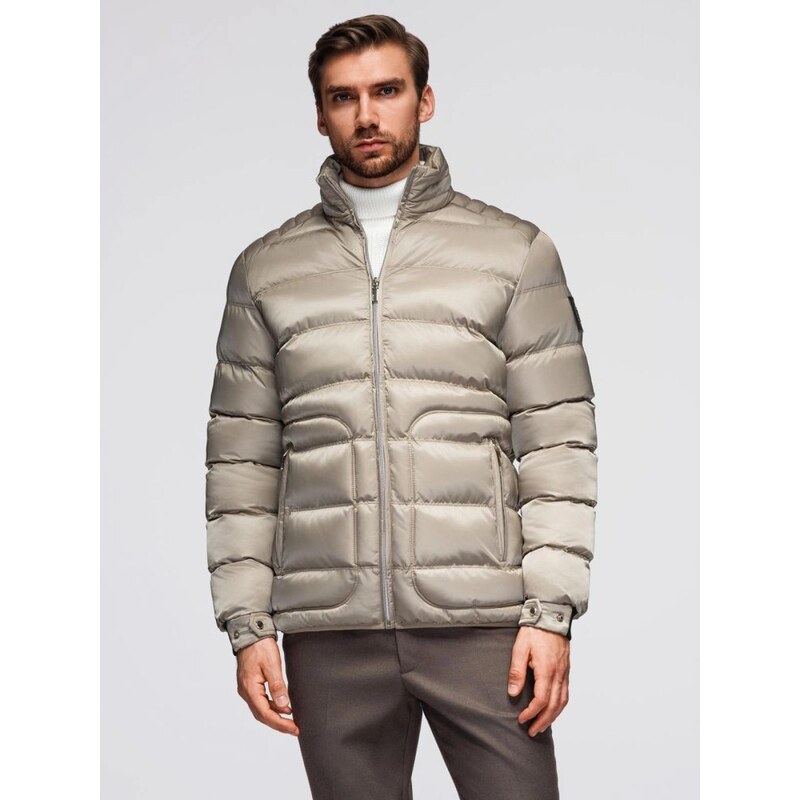 Ombre Clothing Atraktivní šedá bunda bomber V5 JALP-0218