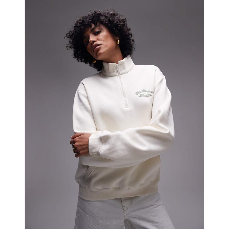 New Balance half zip fleece in beige-Neutral 108935760