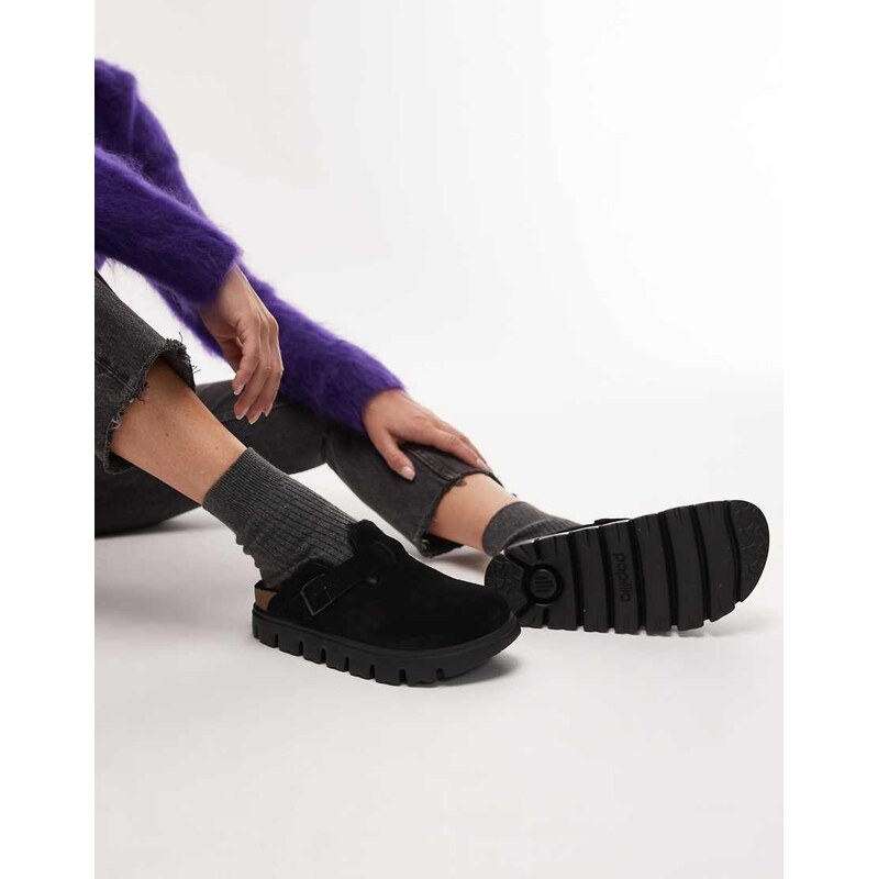 Birkenstock Boston chunky shearling lined clog in black