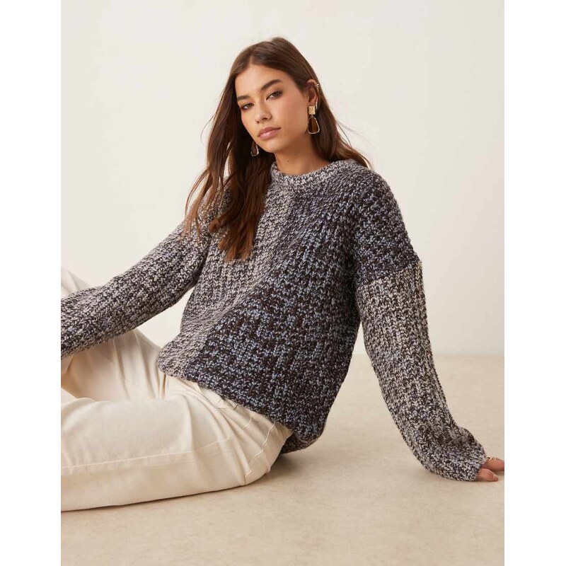 ASOS DESIGN patchwork multiply oversized jumper in blue