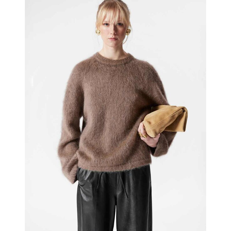 & Other Stories mohair super soft hairy knit sweater in dark