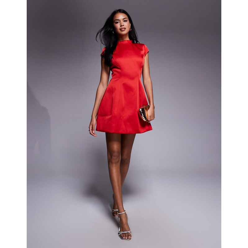 Bardot Delphi satin mini dress in deep red 108936226