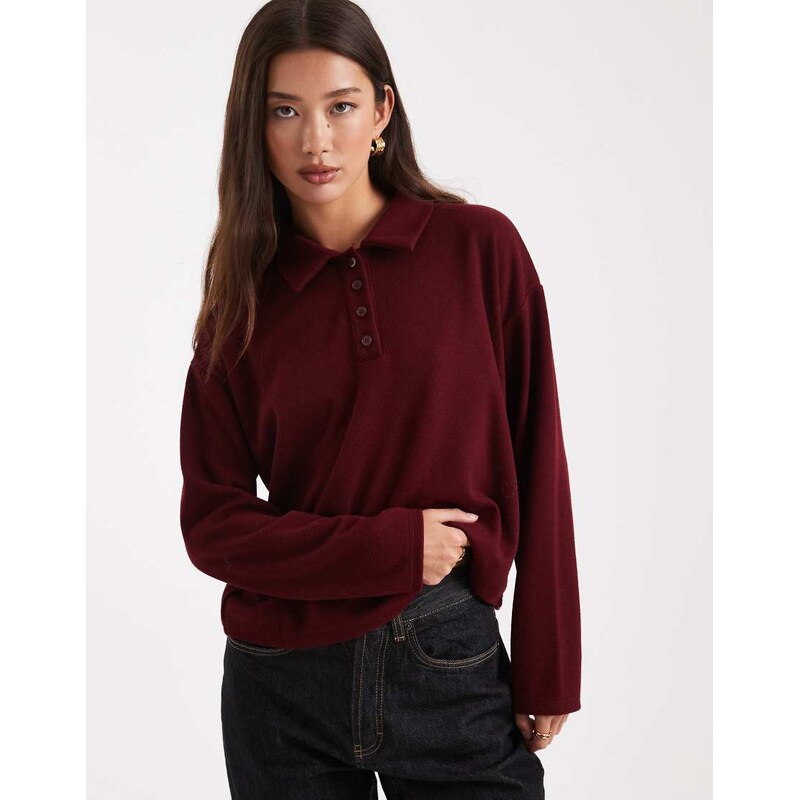 New Look button up polo jumper in red