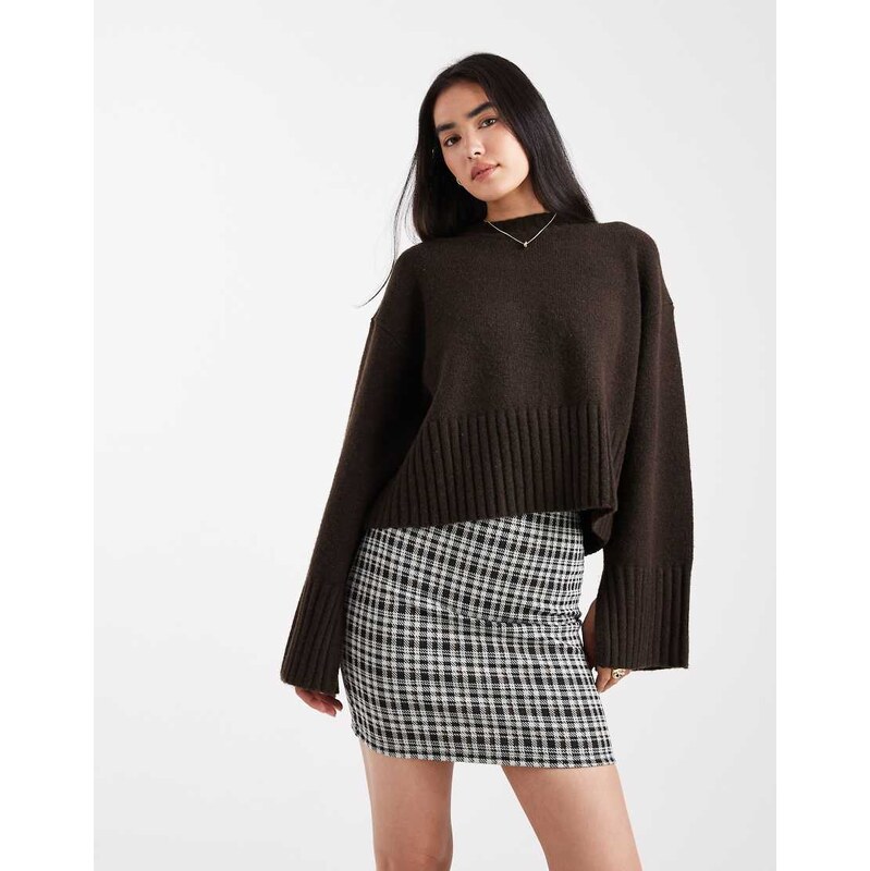 New Look check tube mini skirt in black