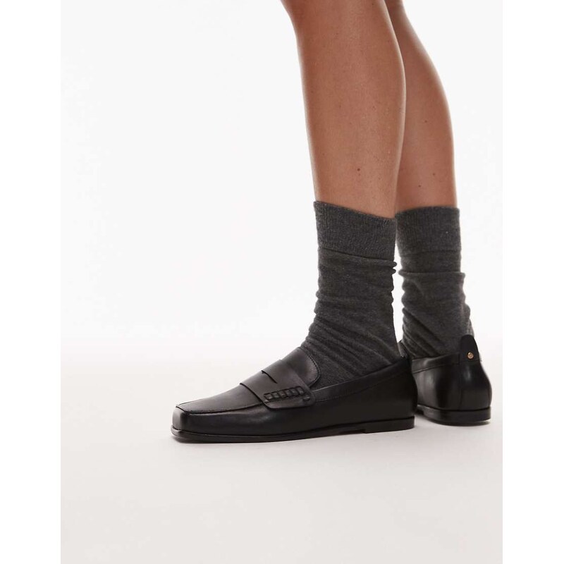 Bronx Colb-y square toe penny loafer in black