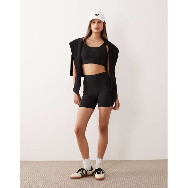 adidas Performance Three Stripes Studios booty shorts in black 108953645