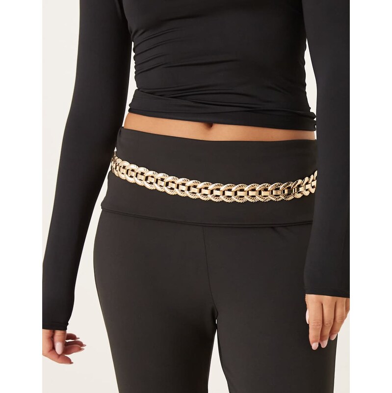 ASOS DESIGN waist and hip chunky chain link belt in gold 108944293