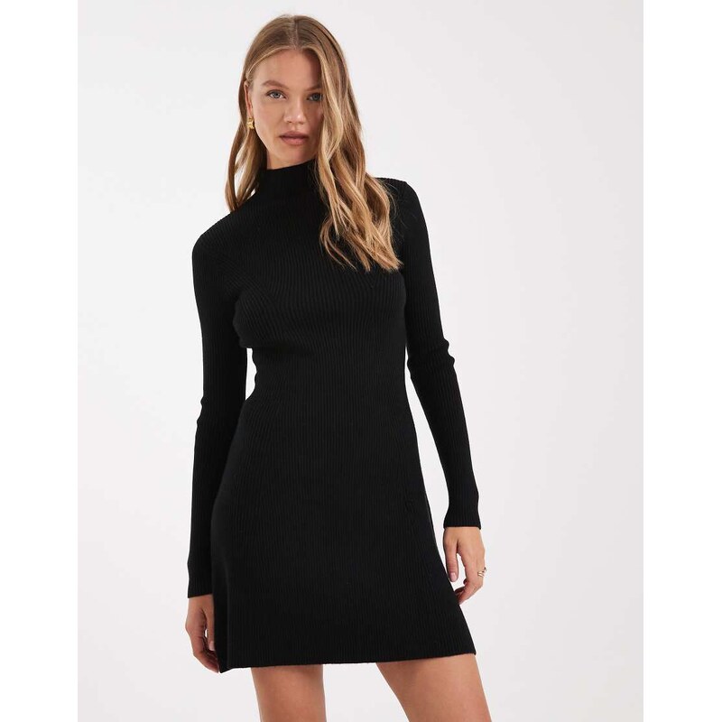 ASOS DESIGN knitted fine gauge mini dress with rib detail in