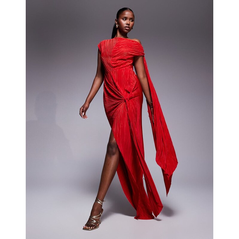 ASOS DESIGN Premium plisse multi knot detail maxi dress with