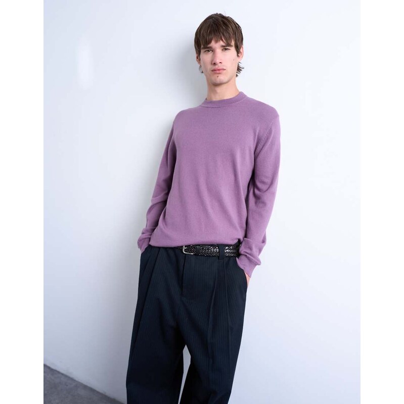 Topman essential knitted crew neck in purple
