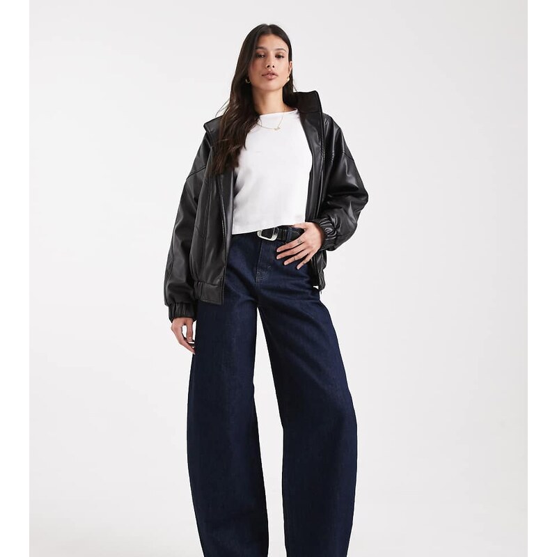 ONLY Tall Taylor high waist barrel jeans in dark blue 108944374