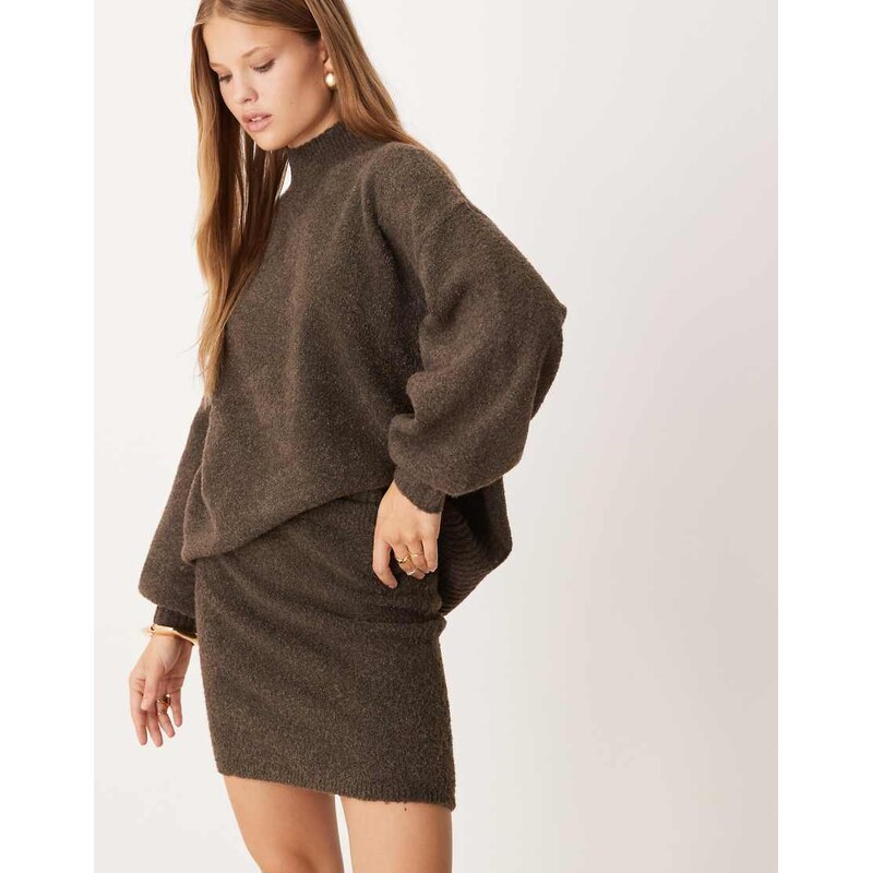 Pretty Lavish Camille knit mini skirt co-ord in brown 108944157