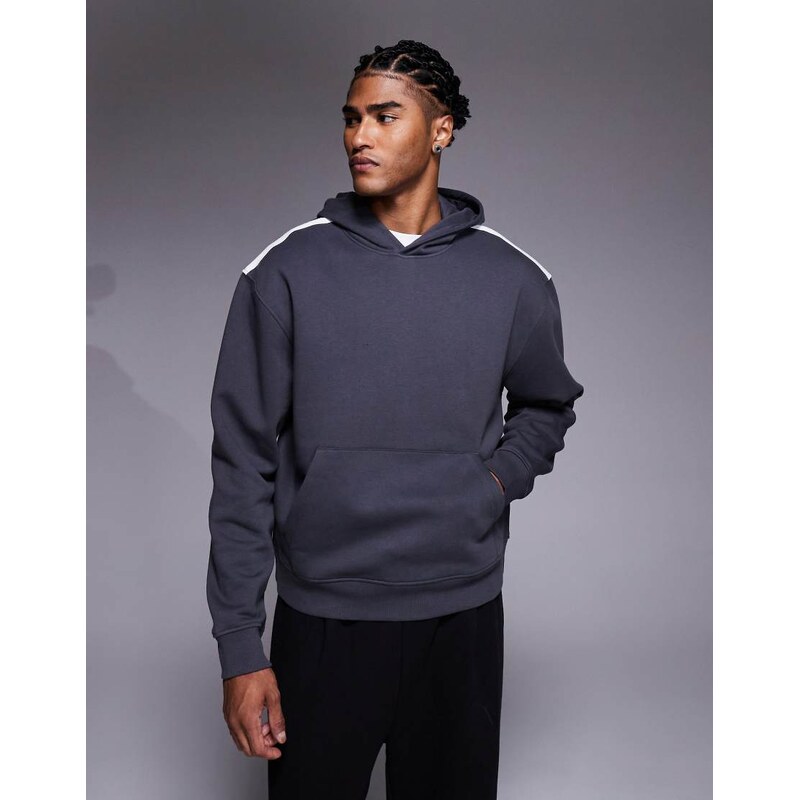 ASOS DESIGN relaxed dropped shoulder hoodie with shoulder tape