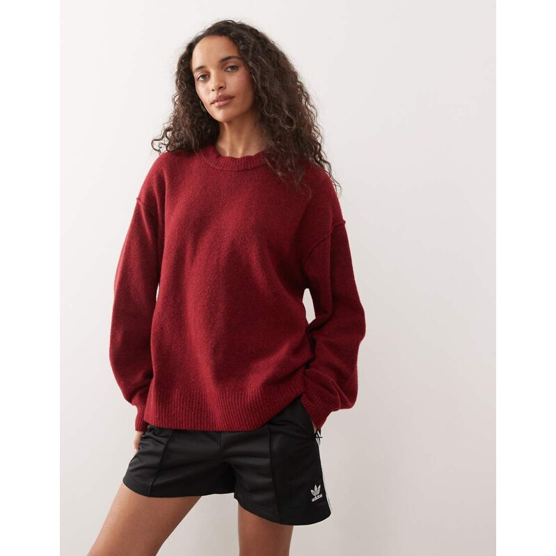 Weekday wool blend jumper in burgundy melange-Red