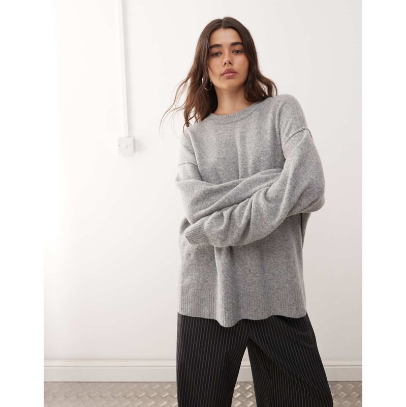 Weekday wool blend jumper in grey melange 115514628