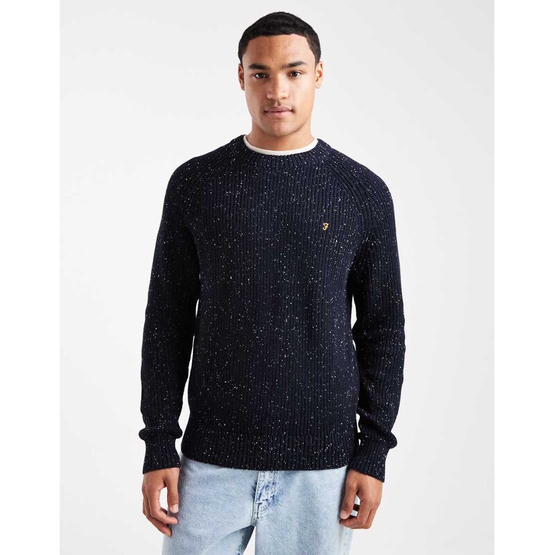 Farah Sage nepped knit jumper in navy