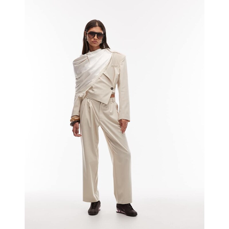 ASOS DESIGN tapered leg ankle grazer in stone-Neutral 108944299