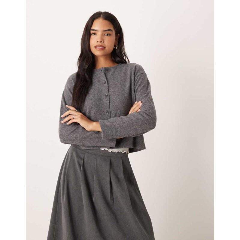 ASOS DESIGN super soft button through long sleeve co ord top in