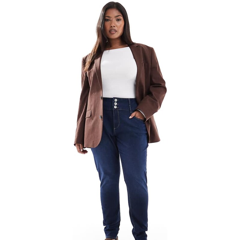 ONLY Curve high waist skinny jeans in mid blue 108943982