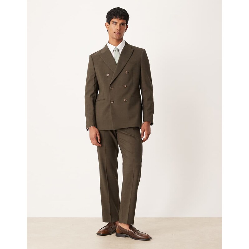 ASOS DESIGN straight suit trousers in brown glen check