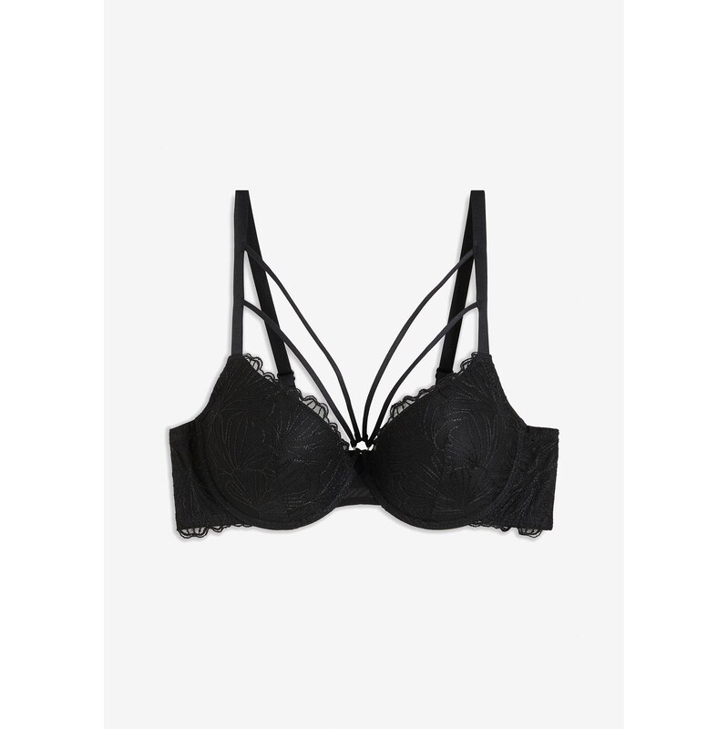 bonprix Push-up podprsenka s kosticemi černá Žena 114427102