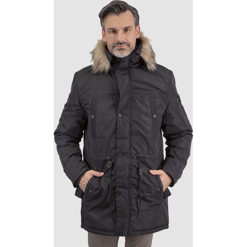 Perso Černá pánská zimní parka s kapucí PKH 91C0008 H - Black