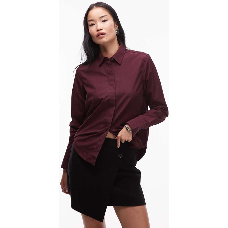 ARKET shirt with deep cuffs in burgundy-Red 109333056