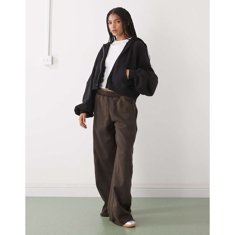 Weekday oversized embroidered joggers in dark brown 109012824