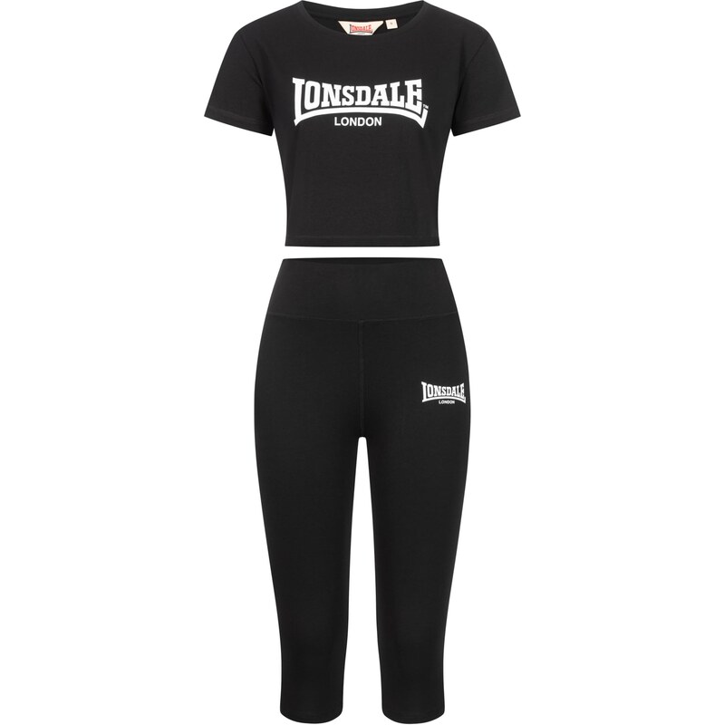 LONSDALE Tepláková souprava Ixworth černá / bílá